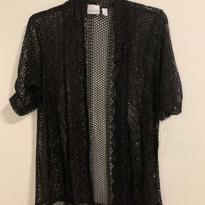 Black Sheer Lace Open Front Cardigan Kim Rogers